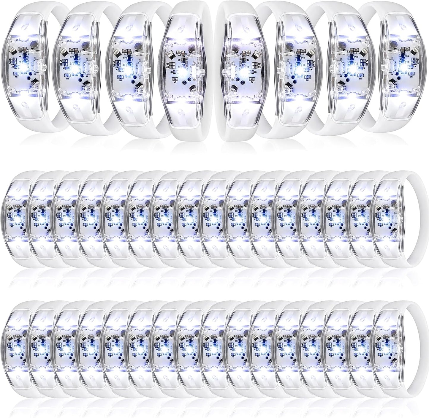 JellyArch 16 Pcs LED Glow Bracelets, Sound Activated LED Bracelets, Music Control Glow in The Dark Party Favors for Wedding, Raves, Concert, Camping, sporting Events, Party (Radiant Colors)
