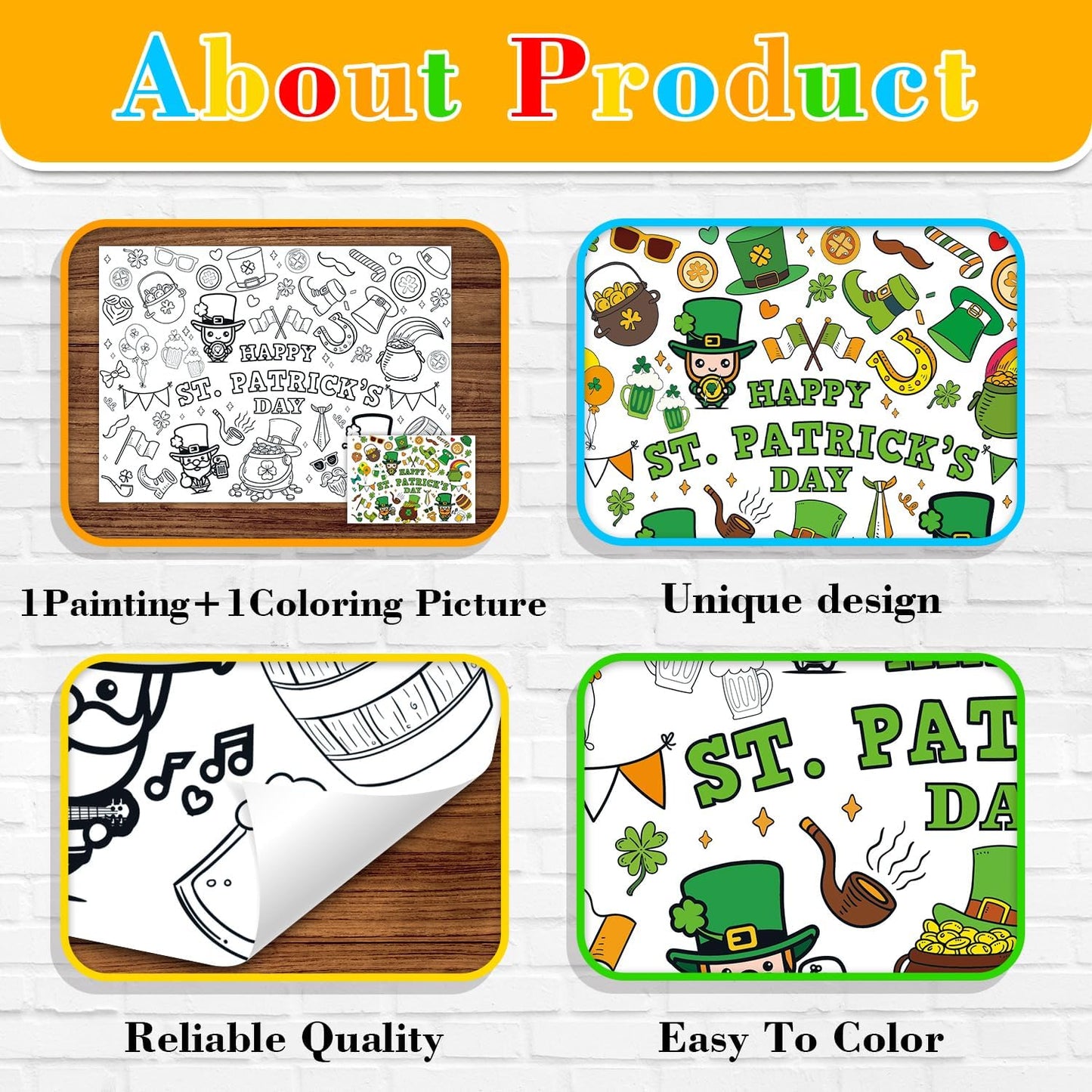 43.3x31.5 Summer Coloring Poster with Picture, Giant Cute Painting Poster, Large Coloring Tablecloth for Classroom Home Birthday Party Supplies Favor