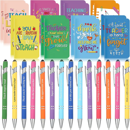 Funrous 32 Pcs Motivational Quote Pens Inspirational Notepads Mini Journal with Ballpoint Pen Small Notebooks Gift for Men Women Coworker Adult Party Favors Prize Teacher Student Office(Stylish)
