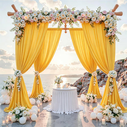 10 ft x 10 ft Wrinkle Free White Backdrop Curtains for Wedding Parties, Polyester Photography Backdrop Drapes for Birthday Parties Stage Backdrop Stand, 2 Panels 5x10FT Background Curtains