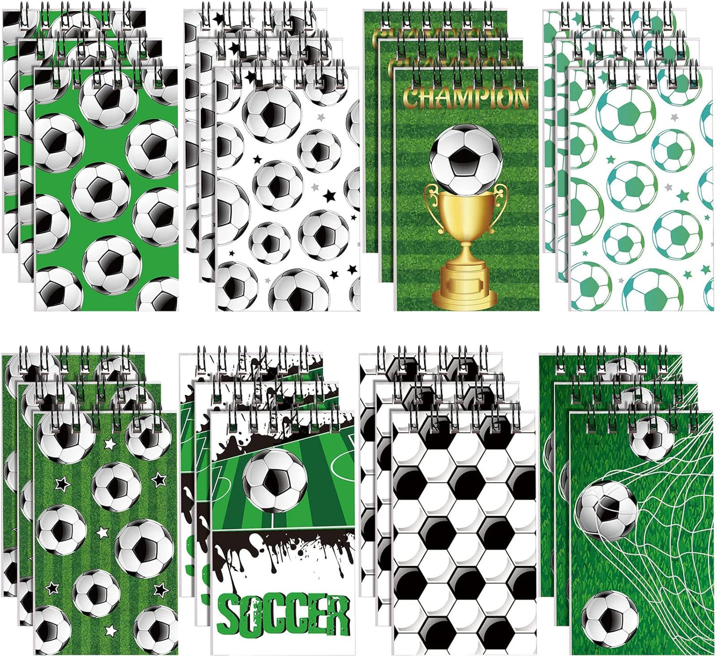 24 Pcs Sports Party Favors Soccer Mini Notepads Soccer Notebooks for Kids Spiral Journal Notebooks Teacher School Classroom Reward Supplies for Teens Boys Girls First Day Back to School