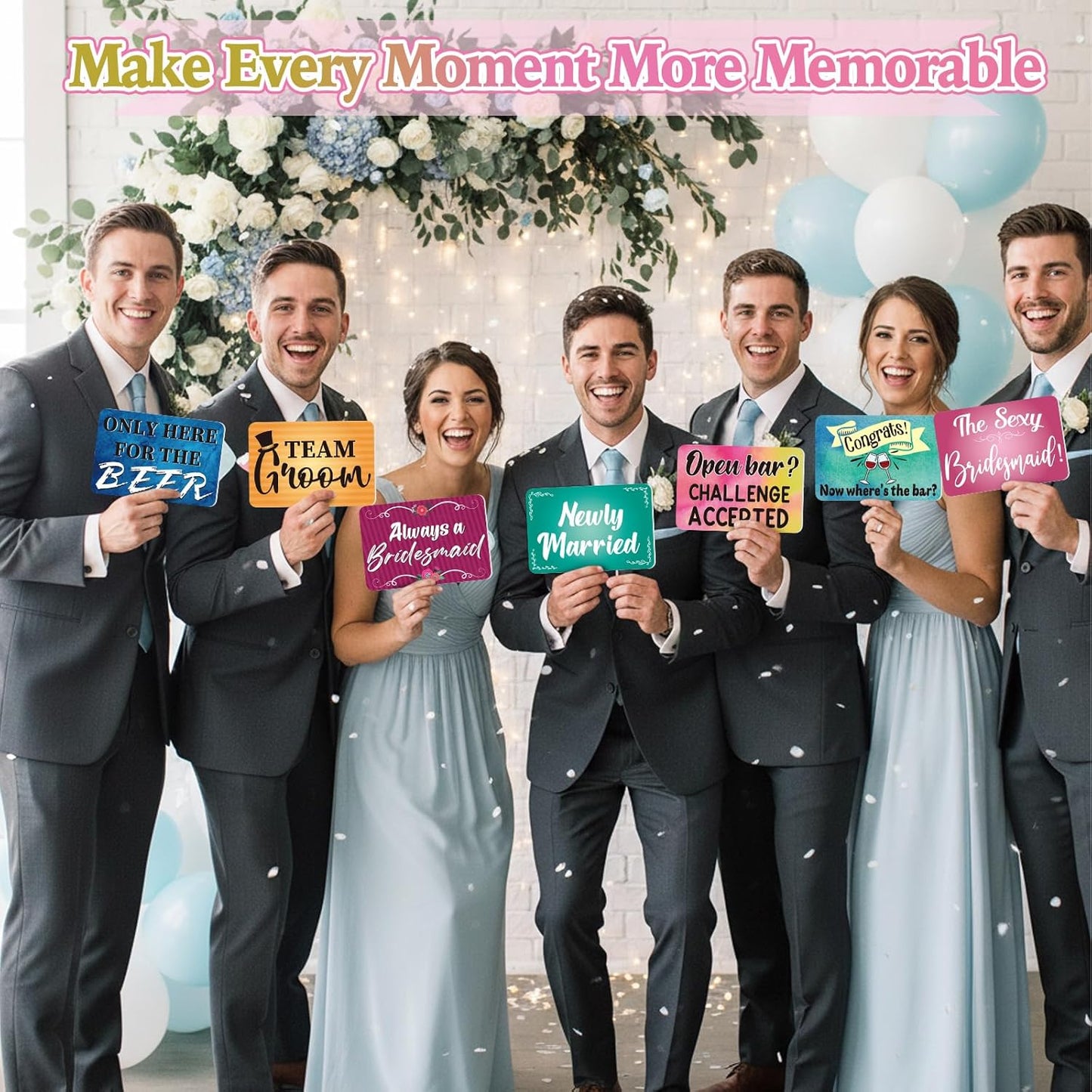 Beeveer 24 Design Wedding Arrow Photo Booth Props Selfie Props Kit with Double Sided Count PVC Photo Booth for Wedding Party Decorations Bridal Shower Engagement Supplies