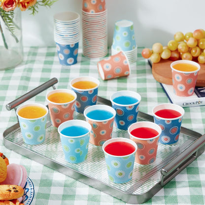 SIUQ 300 Pack Paper Cups 8 oz, Disposable Coffee Cups, Paper Coffee Cups 8 oz, Colourful Hot/Cold Beverage Drinking Cup for Water Juice or Tea, Office Party Home Travel - Daisy
