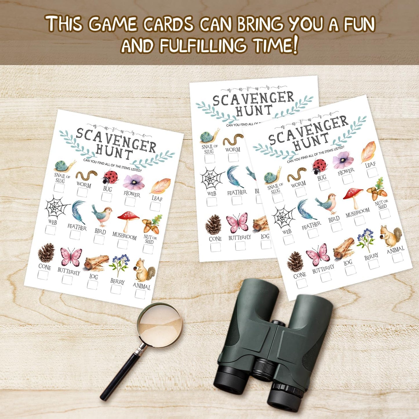 Insect Scavenger Hunt Cards Set of 30 Pcs, Nature Treasure Hunt Game for Family Friends, Outdoor Holiday Party Game Find and Seek Camping Activity -03