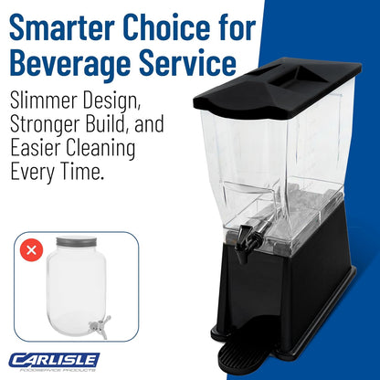 Carlisle FoodService Products Trimline Double Base Rectangular Beverage Dispensers with Spigot for Catering, Buffets, Restaurants, Polycarbonate (Pc), 2 x 3.5 Gallons, Black