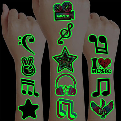 (96PCS) Music Note Notes Musical Motivational Pre-Cut Temporary Tattoos for Kids Birthday Themed Party Supplies Decorations Favors Super Cute Instrument Stickers Tattoo Gifts for Boys Girls Rewards