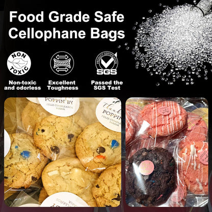 Clear Candy Bags 100pcs 6X10 Cellophane Treat Bag Party Favor Goodie Cake Pop Gift Apple Cello for Gift Baskets Bakery Cookie with Ties