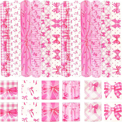 24PCS Bow Party Favors Bowkont Birthday Supplies Bowkont Theme Party Supplies Pink Bows Slap Bracelets