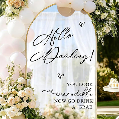 Custom Name Welcome to Our Wedding Signs Personalized Wedding Mirror Decals Selfie Mirror Decal for Wedding Entry Reception Display Golden Date Marriage DIY Vinyl Lettering Welcome Party Decoration