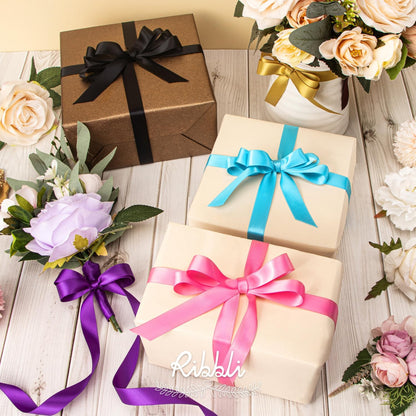 Ribbli Double Faced White Satin Ribbon,3/8” x Continuous 25 Yards,Fabric Ribbon use for Bows Bouquet,Gift Wrapping,Floral Arrangement