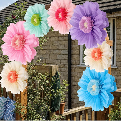 Giegxin 20 Pcs 31.5'', 23.6'', 11.8'', 9.8'' Pink Giant Paper Flower Boho Large Tissue Flower for Wall Pink Pom Pom Floral Decoration for Wall Wedding Bridal Shower Classroom Tea Party Birthday Decor