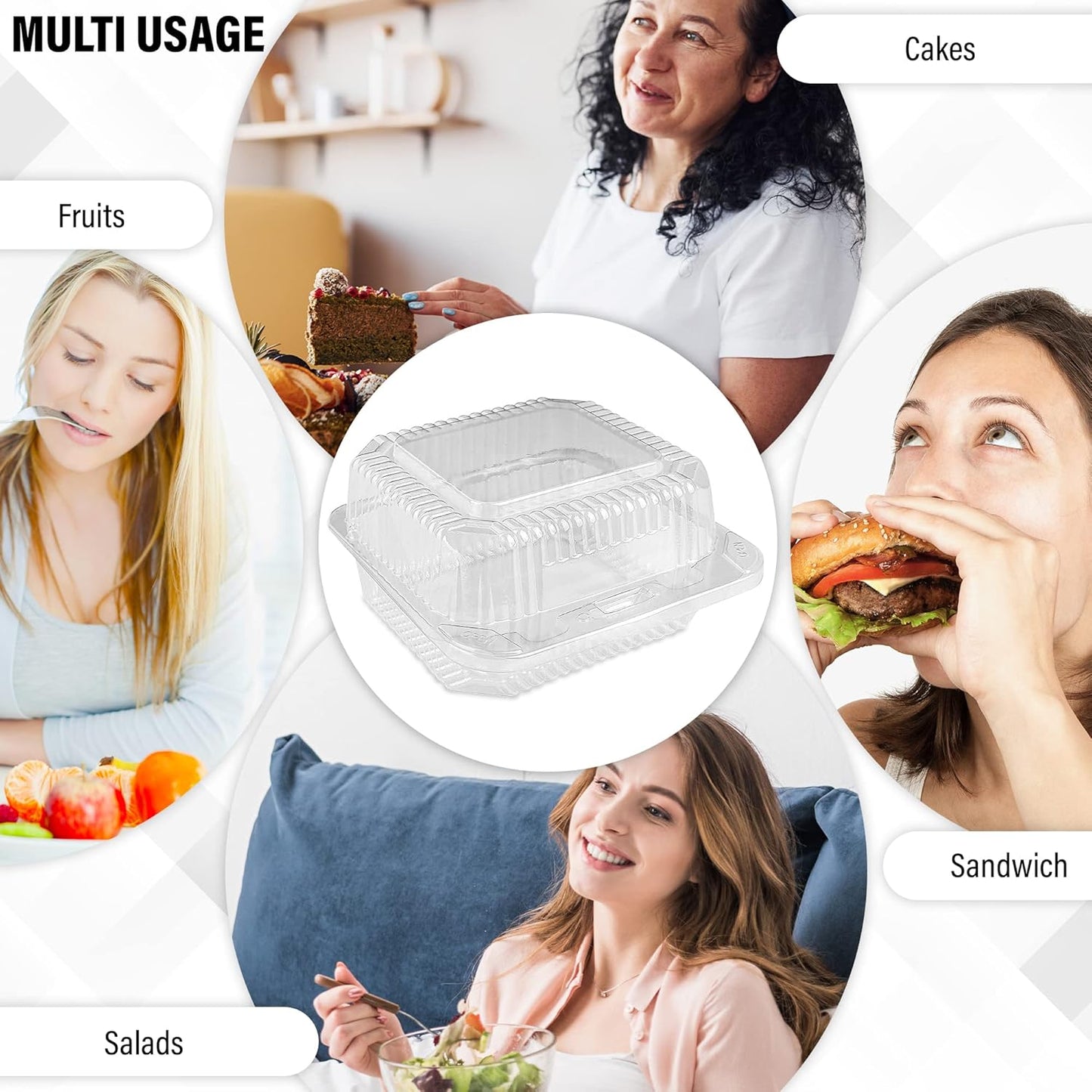 MT Products Clear Cake Slice Container 5" x 5" x 2.75" - To go Square Plastic Container (Pack of 40) - Made in the USA