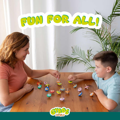 BONNYCO Wood Spinning Top 40 Pack Jungle Kids Party Favors. Spinning Tops Goodie Bags Stuffers for Kids 3-5 4-8, Return Gifts for Birthday Party. Goody Bag Stuffers, Pinata, Classroom Prizes, Rewards