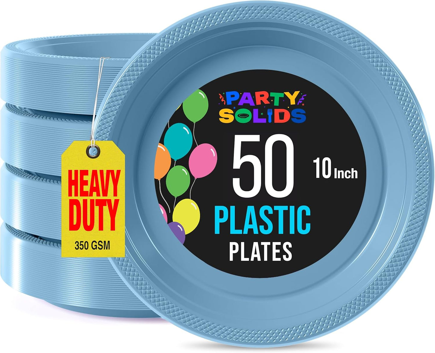 Exquisite Party Solids Red Plastic Plates For Party Supplies 10" Red Disposable Plates Heavy Duty 50 Pcs Plastic Dinnerware Sets Heavy Duty 350 GSM Disposable Dinnerware Set
