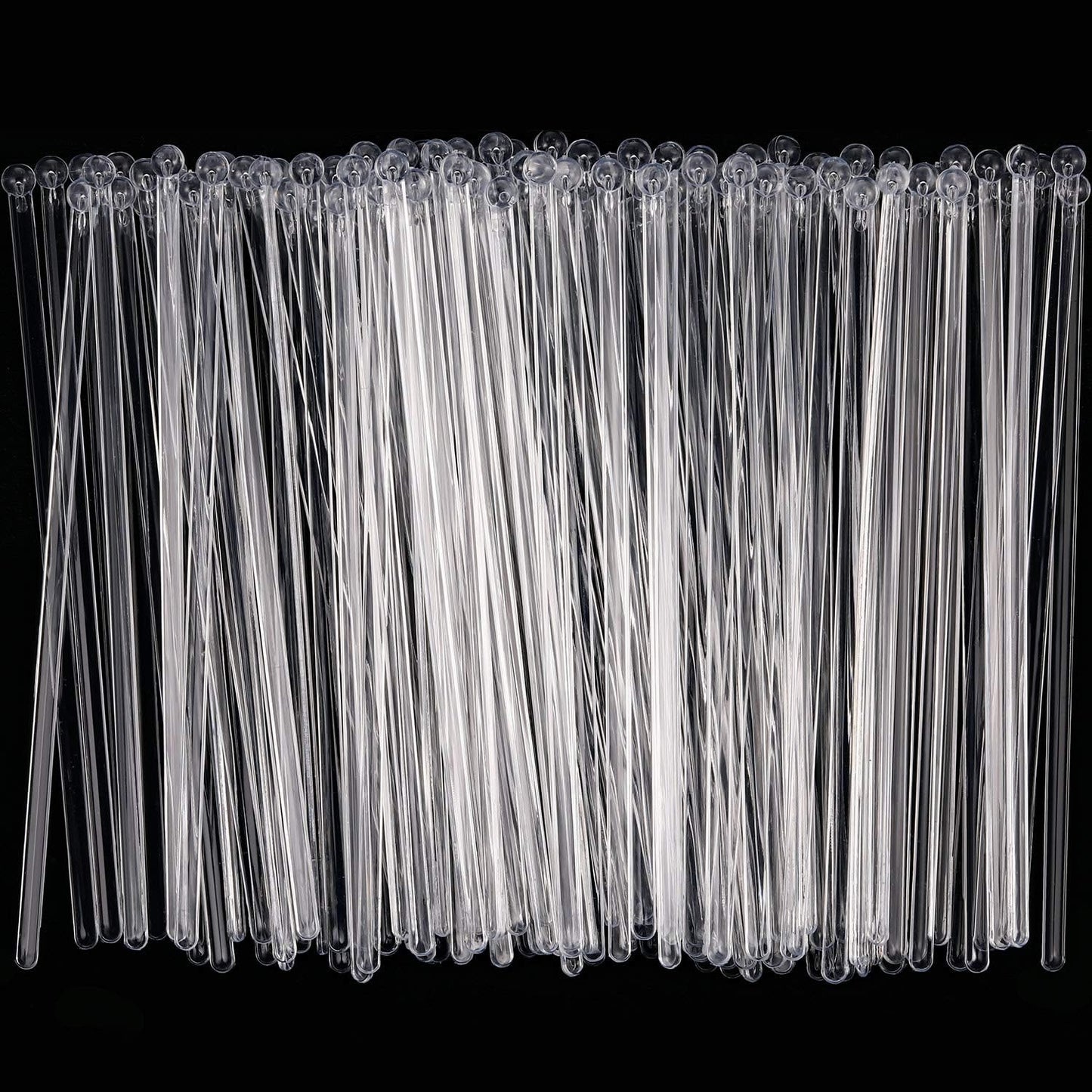 100 Pieces Disposible Plastic Round Top Crystal Swizzle Sticks (Red)