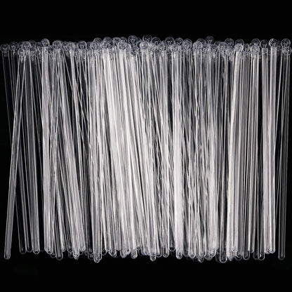100 Pieces Disposible Plastic Round Top Crystal Swizzle Sticks (Red)