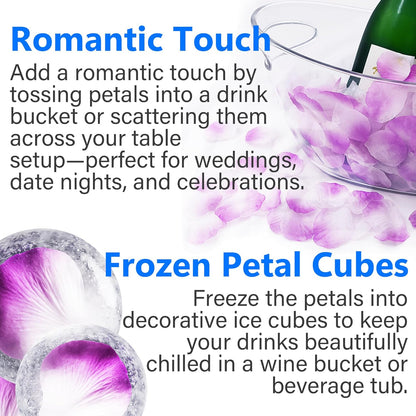 Ice Buckets for Parties Set of 2 – 5L Clear Beverage Tub with Ice Scoop & Faux Petals, Large Drink Buckets for Wine, Champagne, Beer, and Events