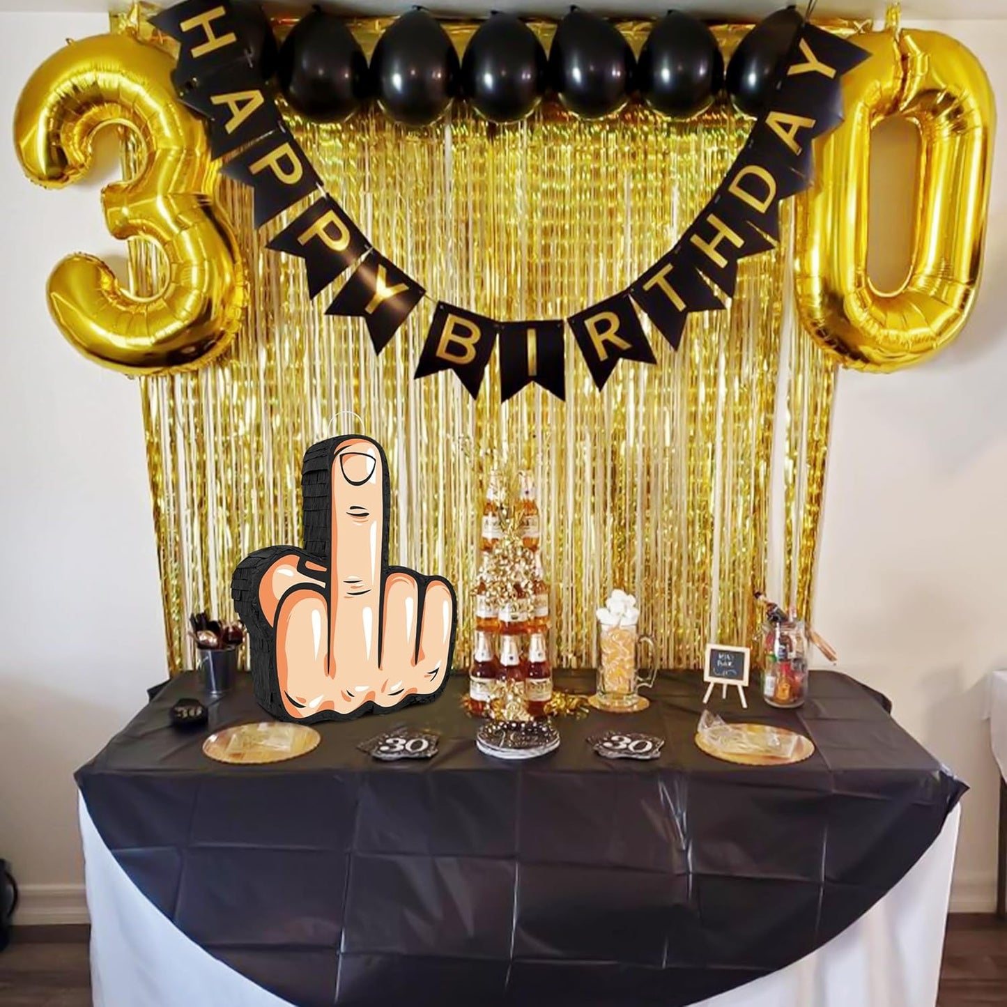 Middle Finger Pinata, Funny Piñata Mexican Pinatas for Birthday Party 30th 40th 50th 60th Middle Finger Adult New Year Party Favors Funny Gifts Decorations
