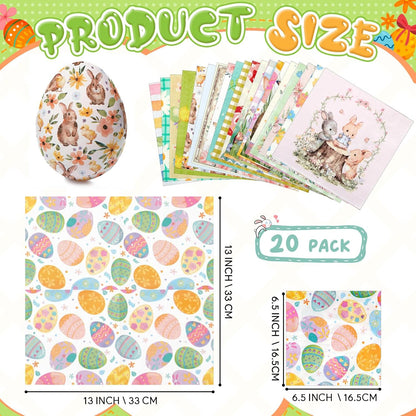 Crtiin 20 Pack Decoupage Napkins Floral Napkins Flower Cocktail Paper Decorative Toilet for Valentine's Day Birthday Party Beautiful Gorgeous, 20 Styles Each 6.5 Inches(Style 1)