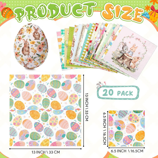 Crtiin 20 Pack Decoupage Napkins Floral Napkins Flower Cocktail Paper Decorative Toilet for Valentine's Day Birthday Party Beautiful Gorgeous, 20 Styles Each 6.5 Inches(Style 1)