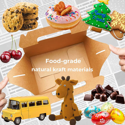 UnicoPak 30 Pack 9x6x6 Gable Boxes, Large White Treat Boxes with Handles, Cardboard Gift Boxes for Party Favors, Lunch, Bakery, Cookies, Picnic, To-Go Food, DIY Gift Packaging