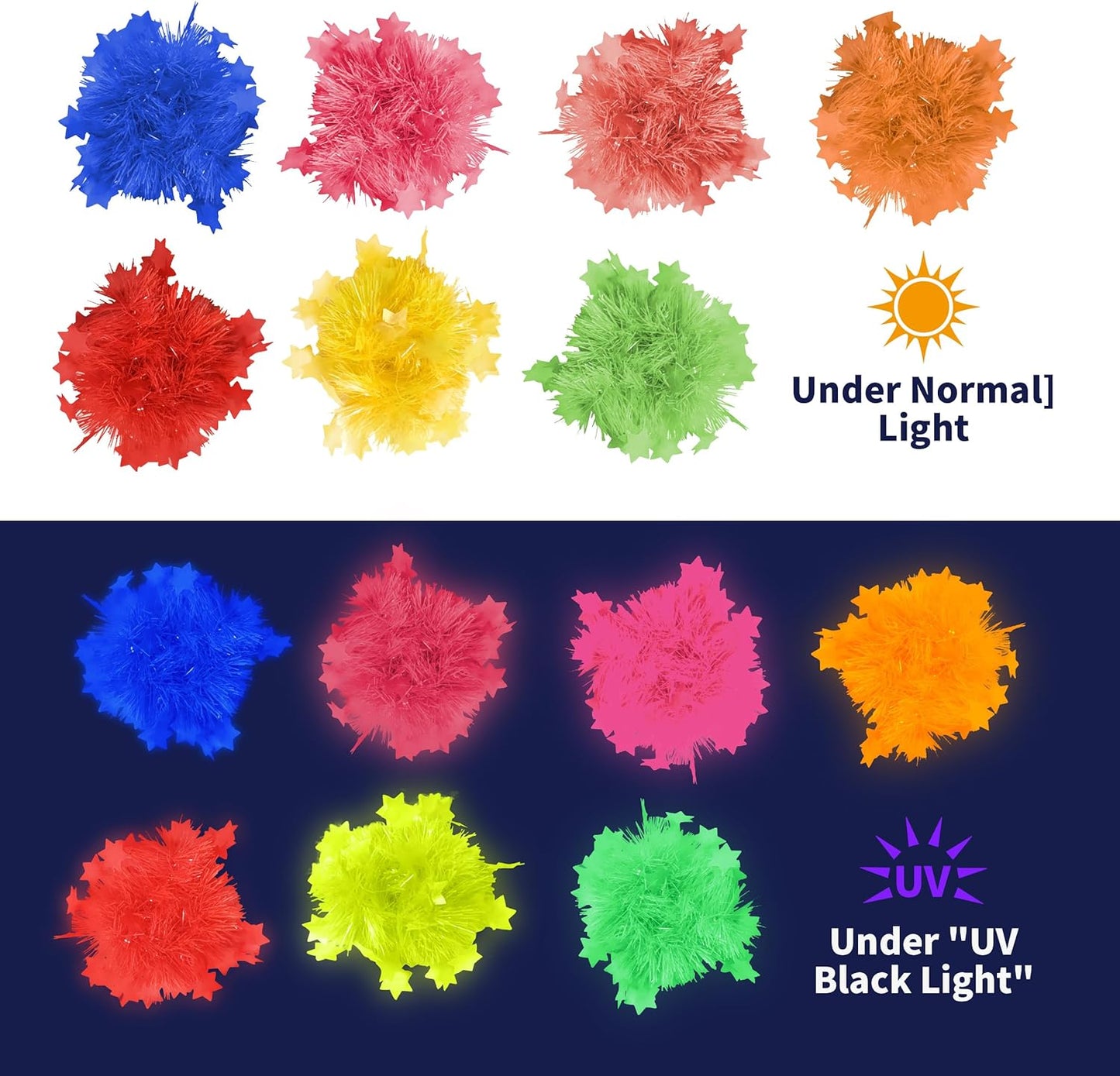 14 Pcs Glow in The Dark Party Bracelet, Neon Fluorescent Blacklight Bracelet Party Favors, Tinsel Garland Bracelets,Black Light Reactive Glow in The Dark Party Supplies,Used for Neon Party Decoration