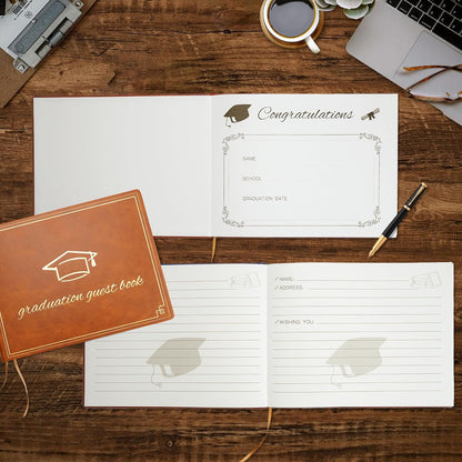 2026 Graduation Guest Book - Elegant 7x9 Inch White, Graduation Memory Book 2026 with Premium 120 Pages, 2026 Graduation Guest Sign in Book for College Graduates (Classic Graduation Gift)