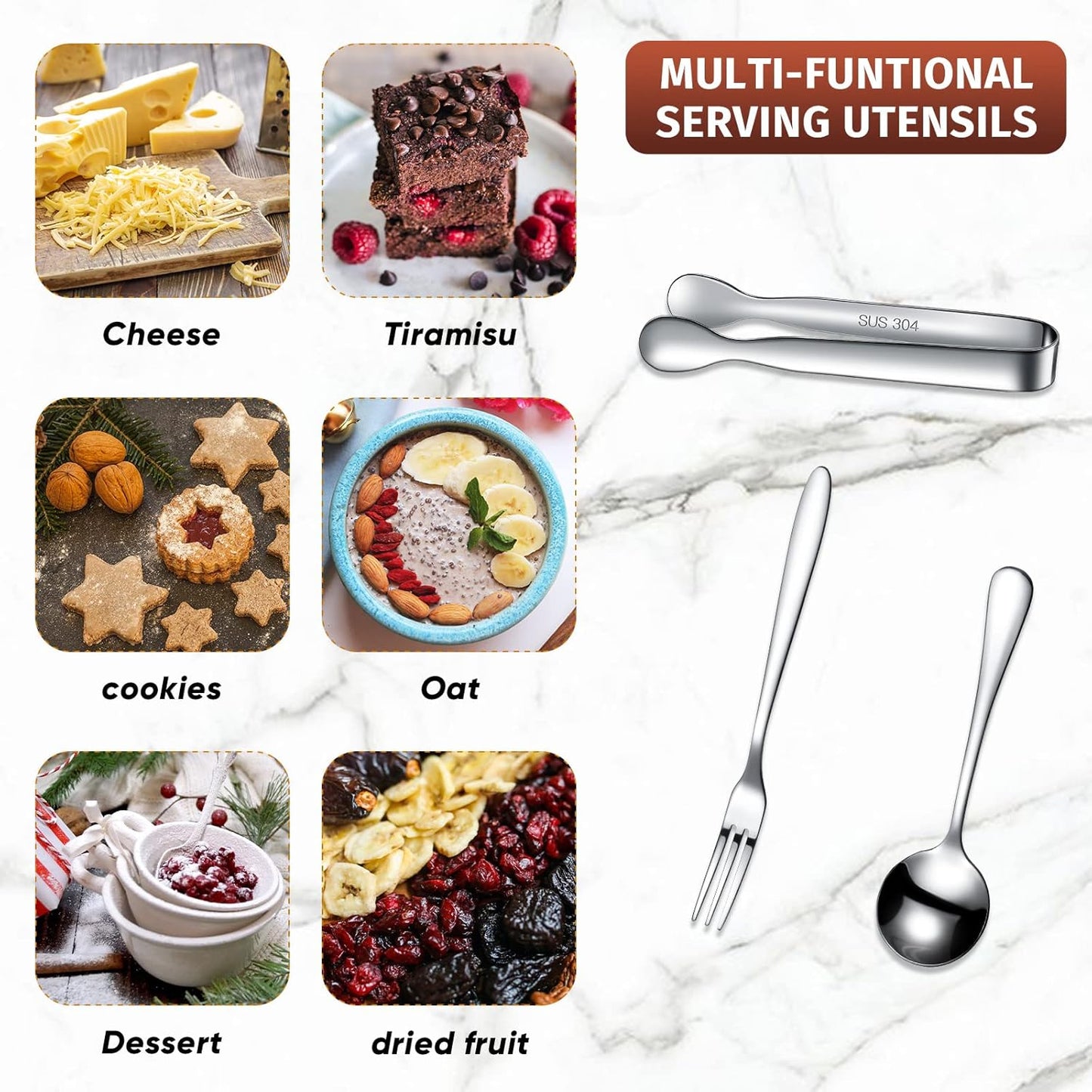 Cunhill 24 Pcs Charcuterie Accessories Mini Cocktail Tongs Small Serving Spoons and Appetizer Forks Stainless Steel Tongs Charcuterie Utensils for Valentine Party Supplies(Vivid Sharp Spoon,Silver)
