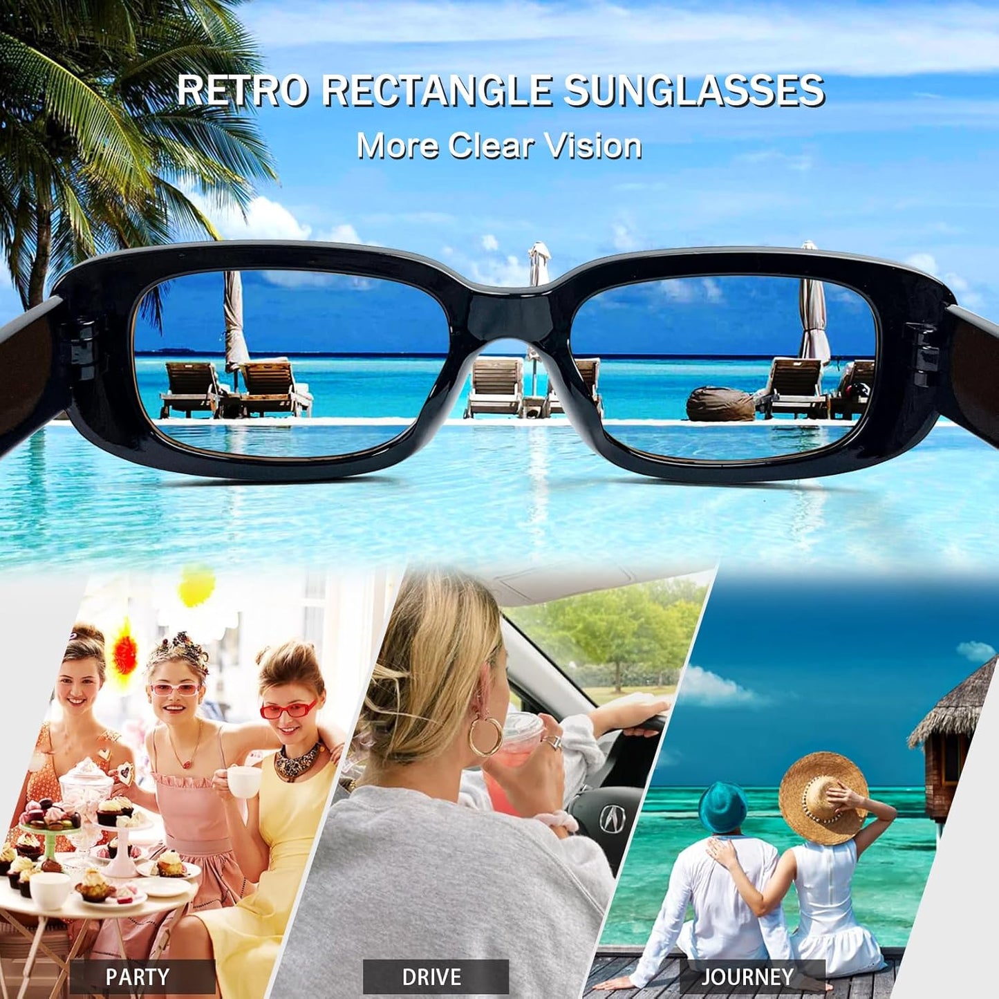 SUNOVELTIES 10 Pack Rectangle Sunglasses for Women Retro Narrow Square Glasses 90s Aesthetic Vintage Eyewear Uniex Adult