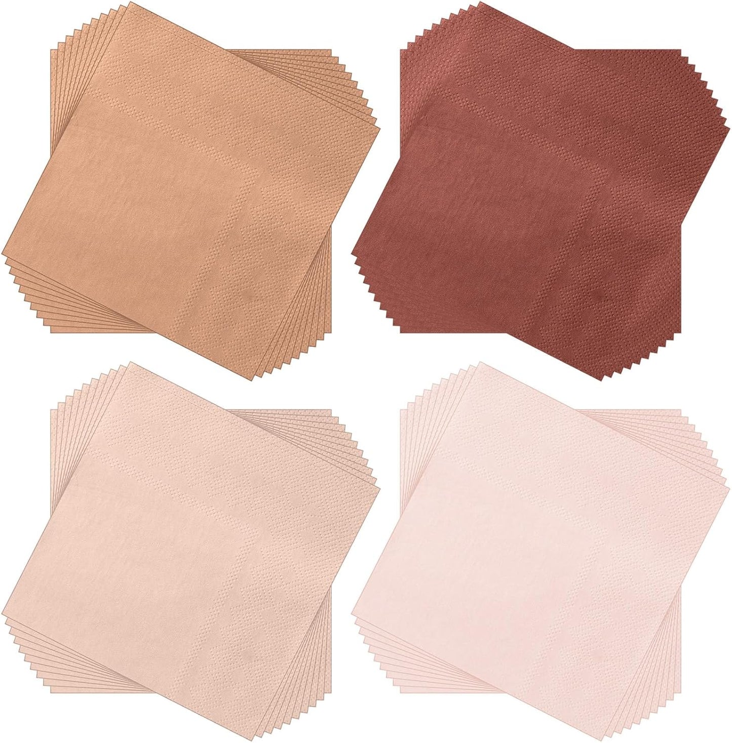 Layhit 100 Pcs Cocktail Napkins Disposable Beverage Napkins Square Paper Dessert Tissue for Wedding Birthday Celebration Party Supplies(Brown Series,5 x 5 Inch)