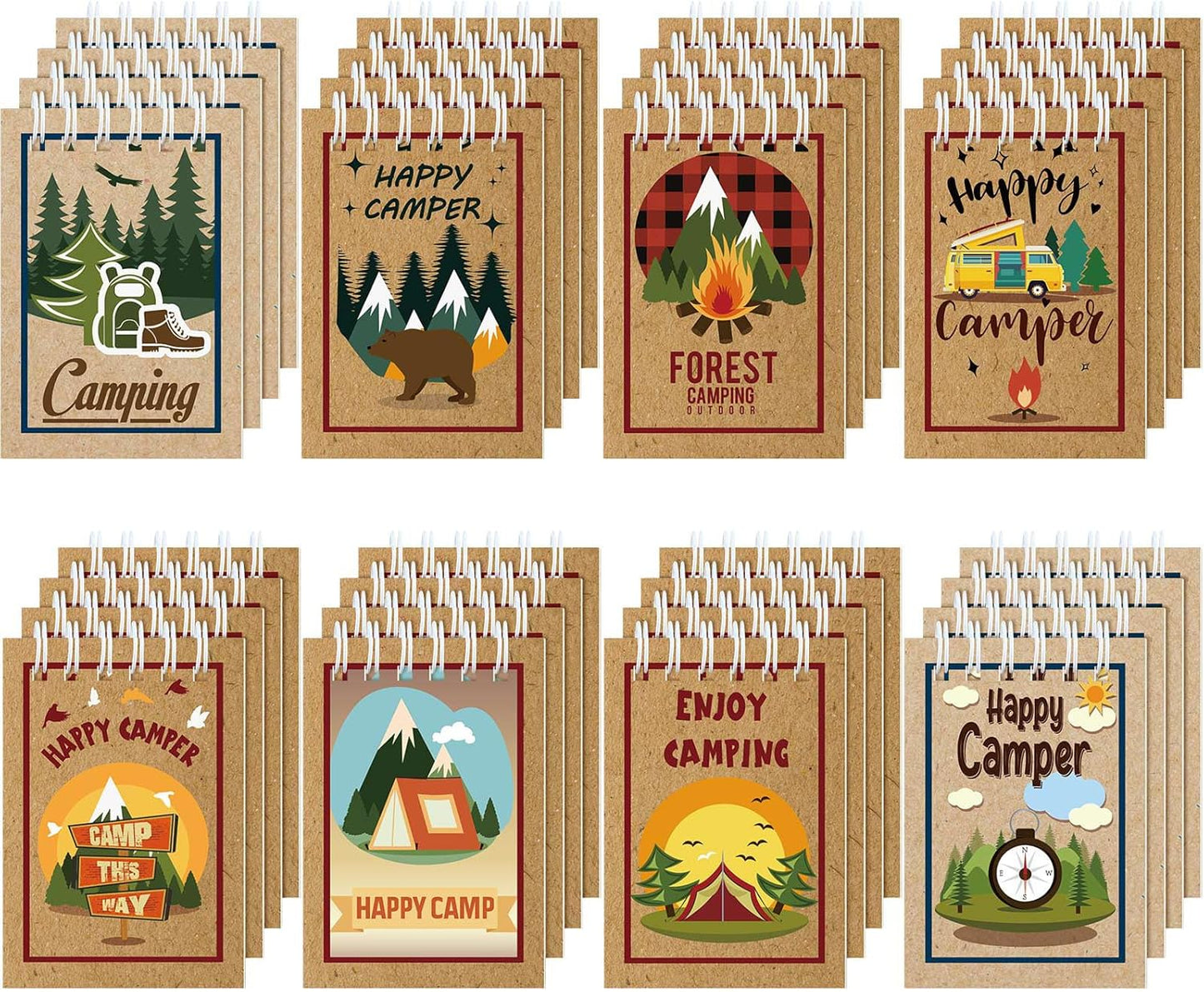 Eaasty 32 Pack Camping Party Favors Small Notebooks for Kids Adventure Mini Notepads Spiral Pocket Memo Notepads Birthday Party Favors Summer Sleepaway Teacher Classroom Rewards Supplies