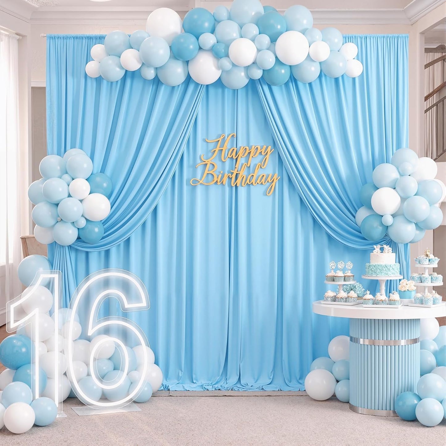 10ftx10ft Black Backdrop Curtains for Weddings Parties, Wrinkle Free 2 Panels Silky Polyester Photo Backdrop Drapes Back Drop Cloth Drapery for Birthday Mother'sDay Photography Background