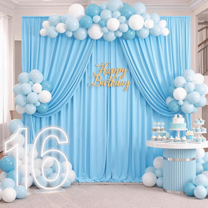 10ftx10ft Black Backdrop Curtains for Weddings Parties, Wrinkle Free 2 Panels Silky Polyester Photo Backdrop Drapes Back Drop Cloth Drapery for Birthday Mother'sDay Photography Background