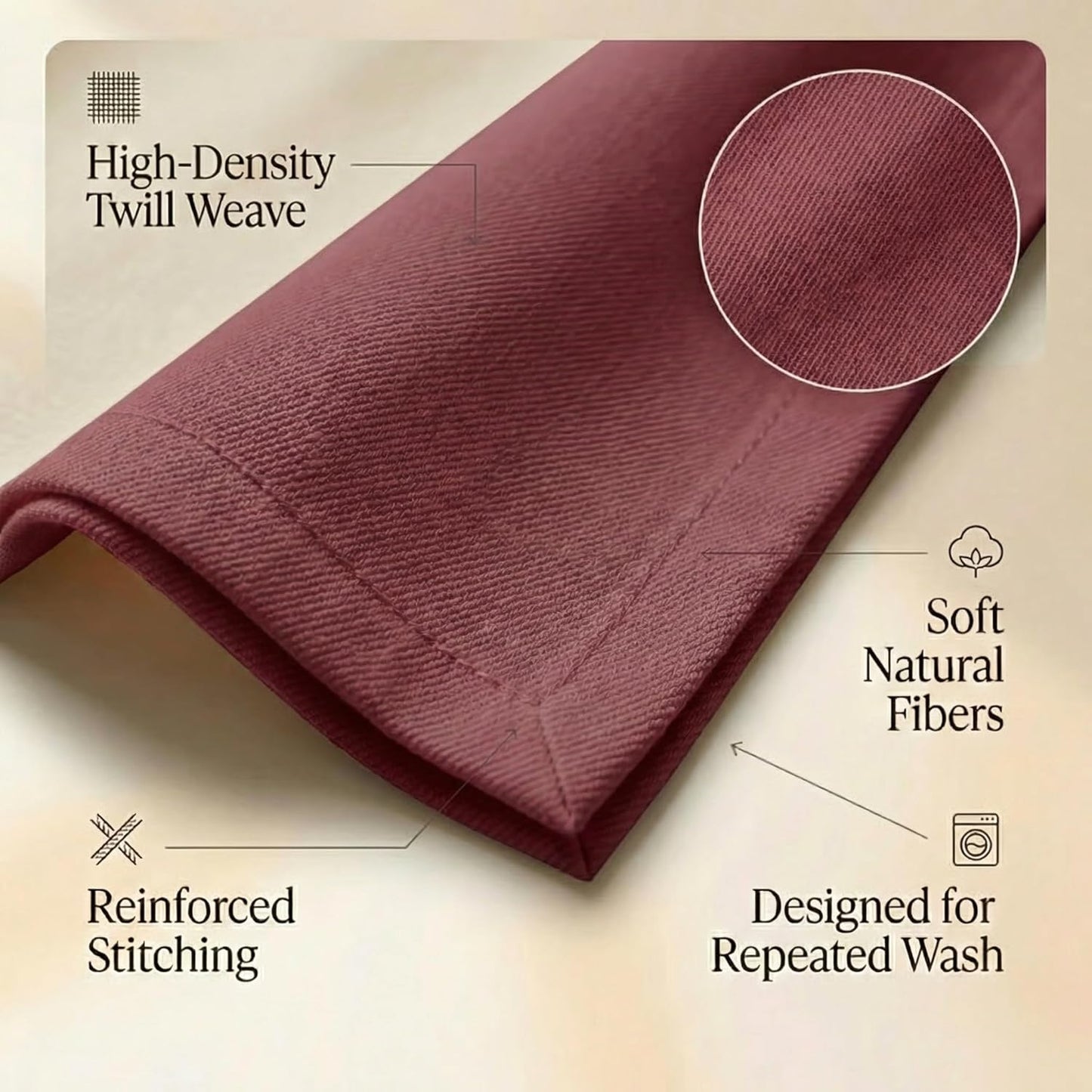 ACCENTHOME Natural Cotton Linen Napkin Set of 12 18x18 inch Dinner Napkins - Washable Soft Premium Hotel Quality Reusable Hemmed Edges Napkins Perfect Table Linens for Family Dinners, Weddings