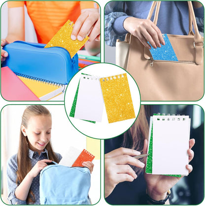 24 Pcs Mini Notebook Party Favor Small Pocket Notebook Colorful Shiny Cover Notebooks Small Spiral Notepad Memo Note Pads for Work Home Office School Classroom Supplies
