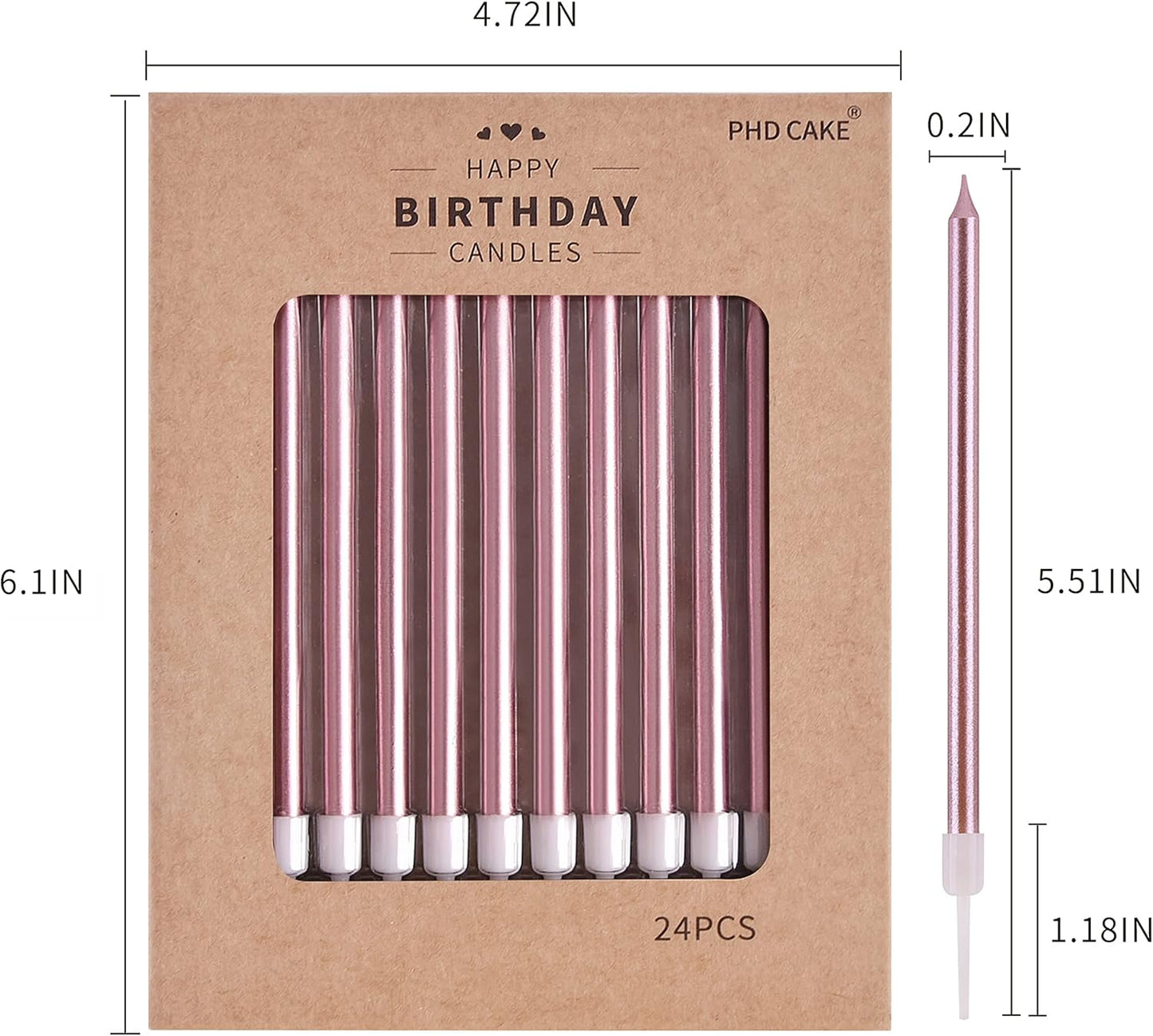 PHD CAKE Champagne Gold Long Thin Metallic Birthday Candles, Cake Candles, Birthday Parties, Wedding Decorations, Party Candles