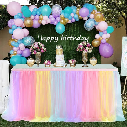 Suppromo 6ft Pink Tulle Table Skirt Baby Shower Tablecloth for Rectangle Tables or Round Tables Pink Ruffle Tutu Table Skirts Desk Skirt for Princess Girls Birthday Party Cake Dessert Decorations