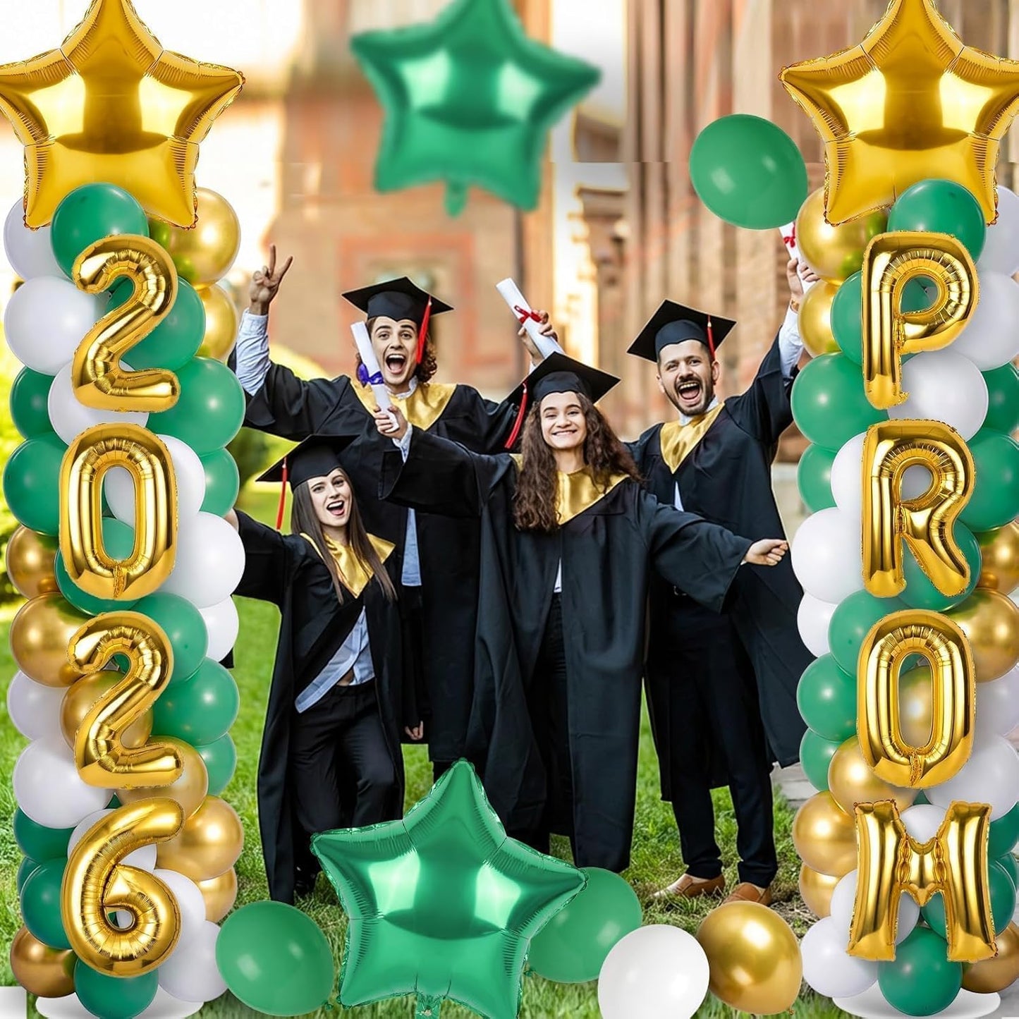 2 Sets Graduation Balloon Column Stand Kits with Balloons 2026 Grad Themed Decoration Navy Blue Balloon Tower Stand Kit for Grad High School & College Celebration Party Decor