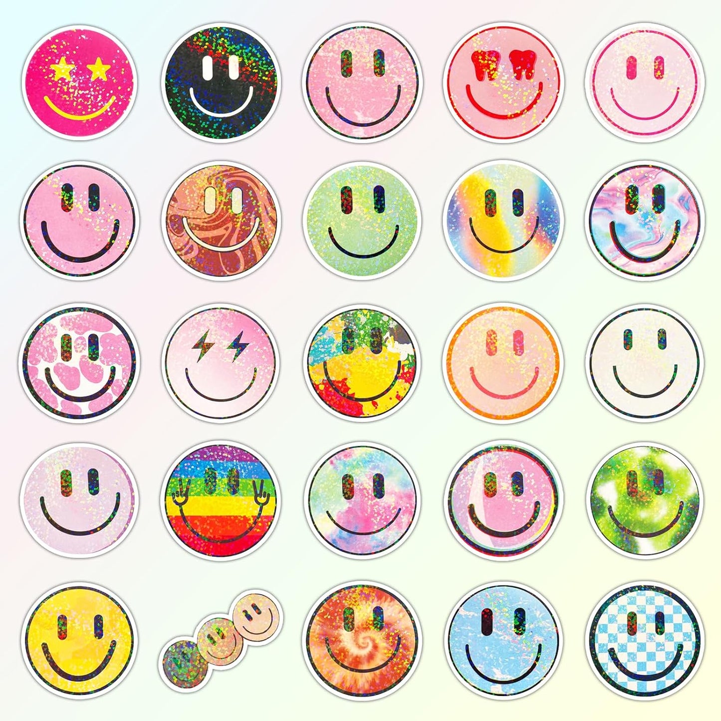 50PCS Smiling Stickers, Cute Water Bottle Stickers for Kids, for Teaching Rewards, Notebooks, Stationery, Luggage, Cartoon PVC Happy Stickers
