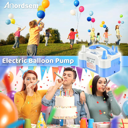 Anordsem Electric Balloon Air Pump: Polypropylene Plastic Case with Dual Nozzle - Quick Inflating for All Balloons at Home - Blower Machine Knotter/Ribbon for Parents Party DIY Decoration