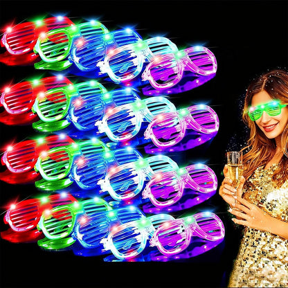 TURNMEON 20 Pack LED Glasses Party Favors, 6 Colors Light Up Glasses Glow In The Dark Party Supplies Shutter Shades Glow Sticks Glasses Neon Party Birthday Wedding Concerts Pool Patriotic