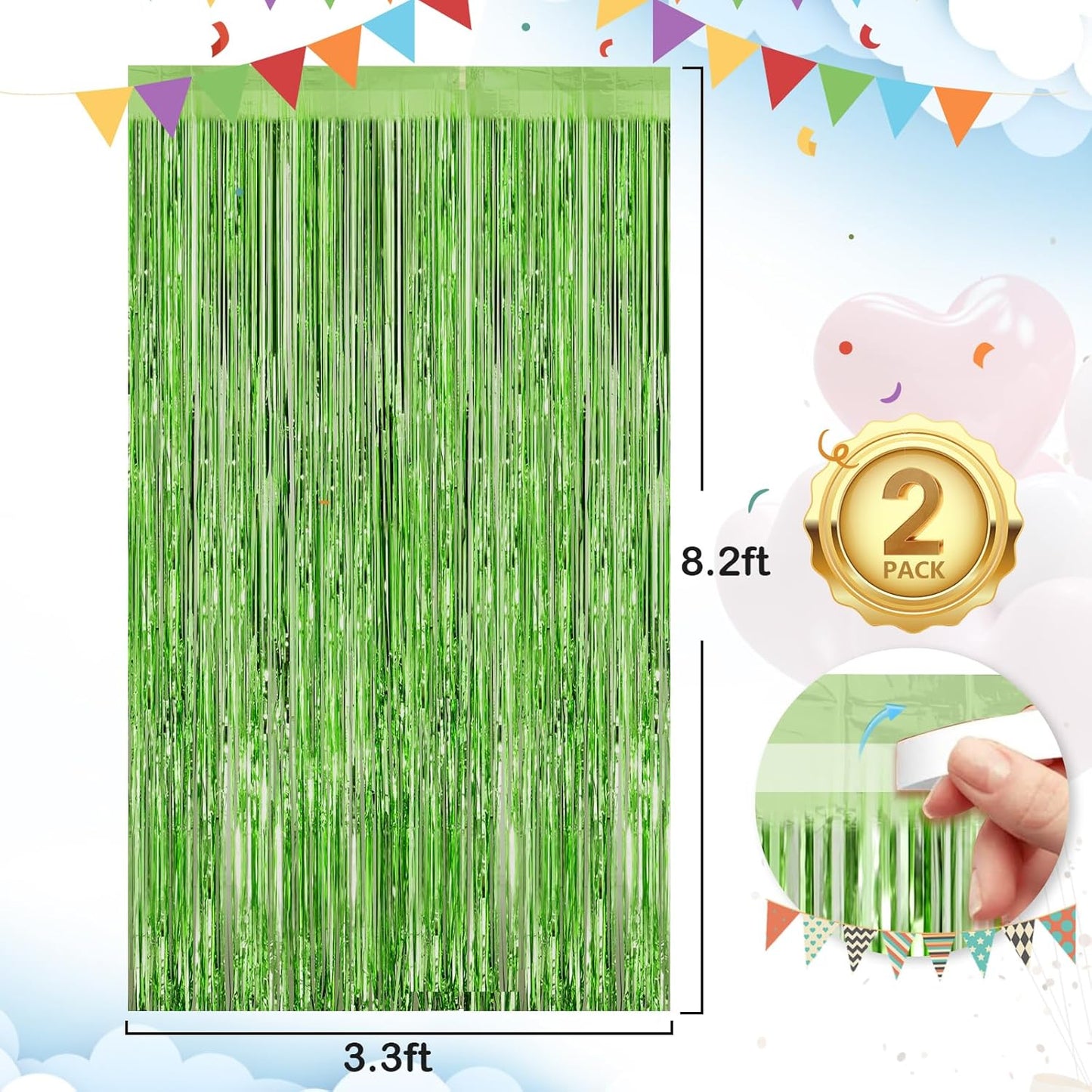 Black Fringe Curtain Party Streamers 2Pack 3.3x8.3 Ft Foil Fringe Backdrop Curtains for Birthday Wedding Bridal Baby Shower Halloween Decor Tinsel Streamers Black Party Decorations Door Streamers
