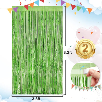 Black Fringe Curtain Party Streamers 2Pack 3.3x8.3 Ft Foil Fringe Backdrop Curtains for Birthday Wedding Bridal Baby Shower Halloween Decor Tinsel Streamers Black Party Decorations Door Streamers