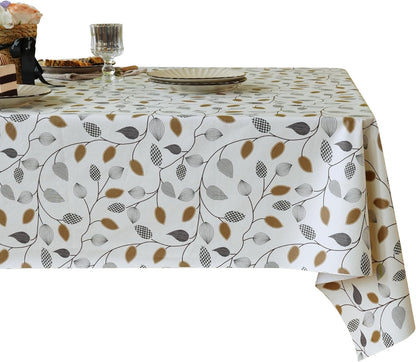 Rectangle Table Cloth,100% Waterproof Tablecloth Oil Proof Spill Proof Vinyl Table Cloth, Wipe Clean Plastic Table Cover for Dining, Camping, Indoor and Outdoor 52" x 70",Leaves