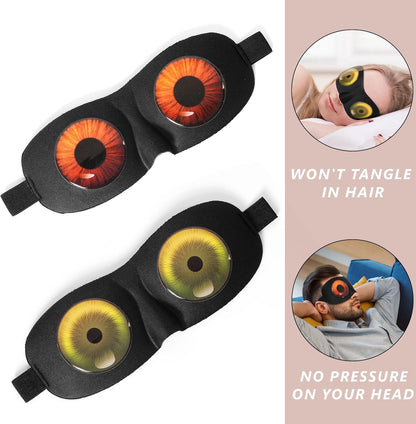 Sleep Eye Mask for Men Women Kids Funny 3D Sleeping Mask Adjustable Strap 2 Pack Eye Shade Cover for Travel, Black(Assorted A)
