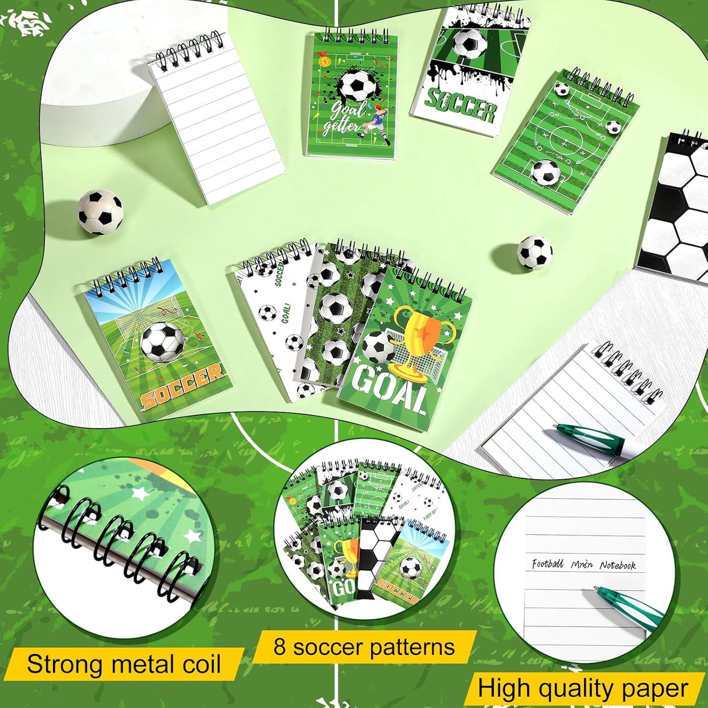 Maxdot 24 Pcs Football Mini Notepads Sports Party Favors for Gifts Spiral Mini Journal Notebooks Goodie Bag Stuffers for Teacher Reward Birthday Party Supplies