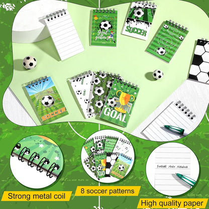 Maxdot 24 Pcs Football Mini Notepads Sports Party Favors for Gifts Spiral Mini Journal Notebooks Goodie Bag Stuffers for Teacher Reward Birthday Party Supplies
