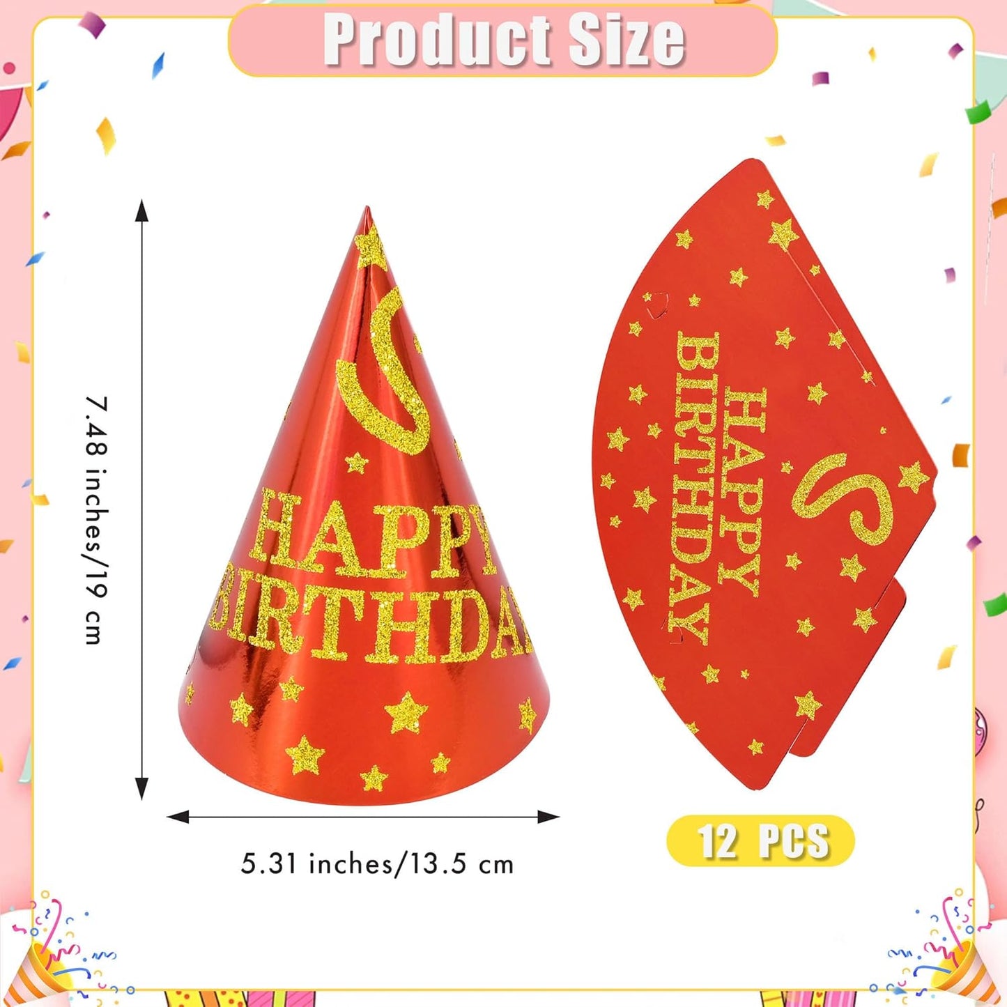 CANREVEL 12 PCS Party Hats for Adults, Party Headwear, Happy Birthday Hats, Birthday Party Decorations for Women Men