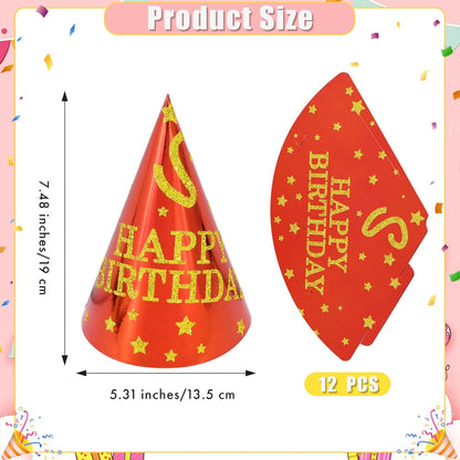 CANREVEL 12 PCS Party Hats for Adults, Party Headwear, Happy Birthday Hats, Birthday Party Decorations for Women Men