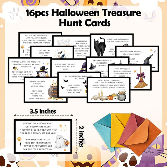 Halloween Scavenger Hunt Games, Hallowmas Treasure Hunt Clues Game Cards, Horror Party Games for Family Friend Groups, Trick Or Treat Party Decorations Supplies Favors，06
